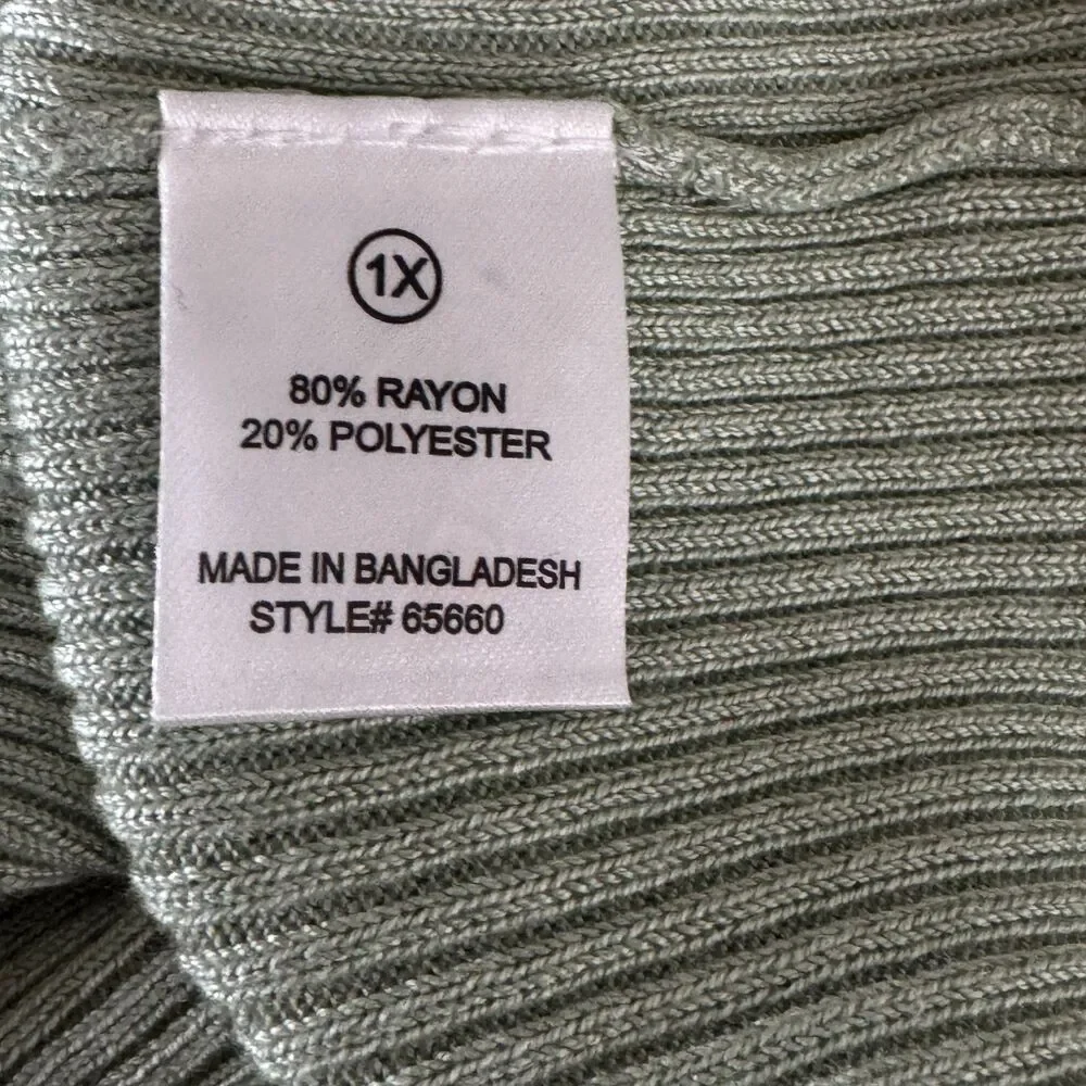 NEW Fashion Nova Tara Turtle Neck Sweater Green Women's Plus Size 1X